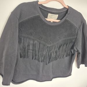 Current/Elliott Charcoal Fringe Sweater